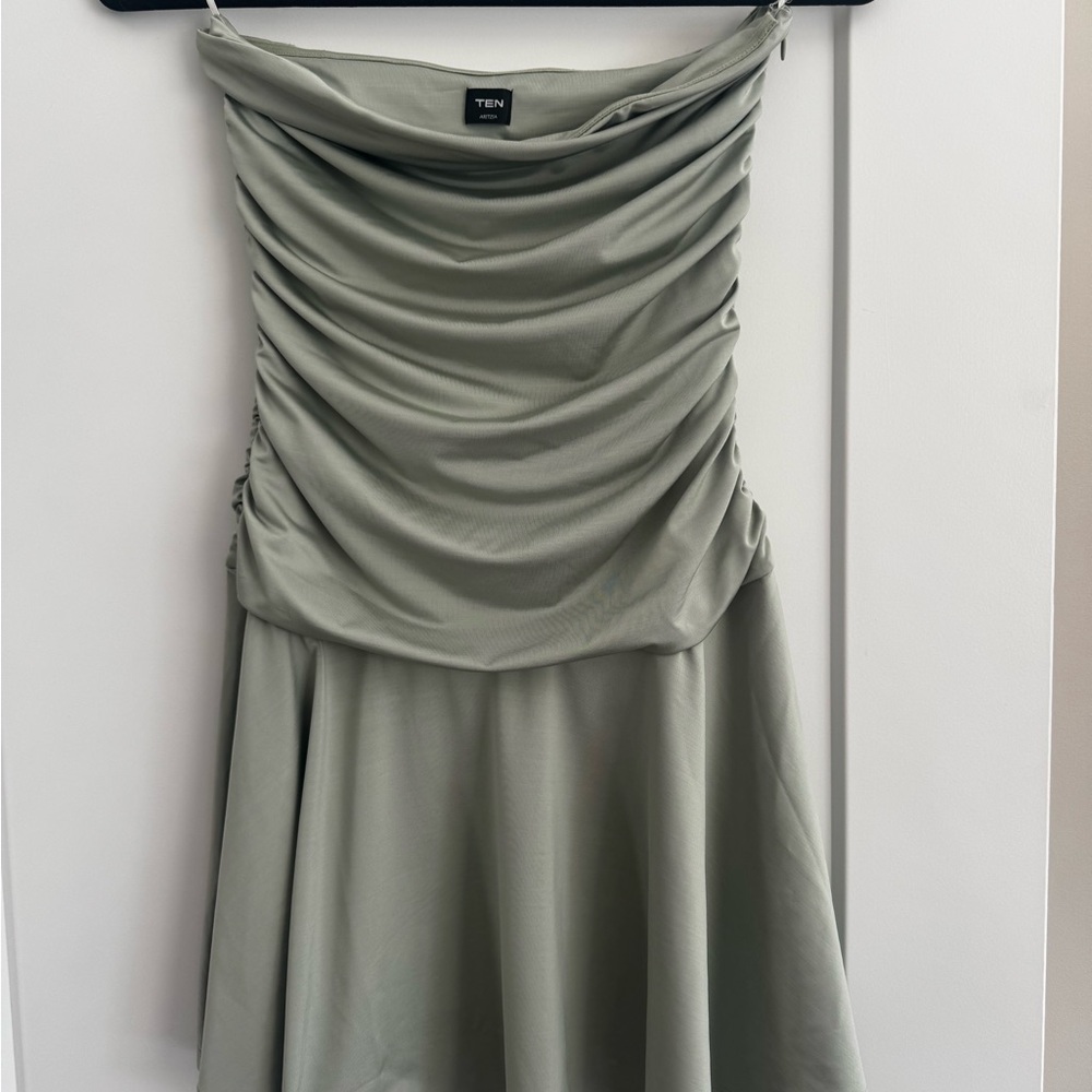 Aritzia Mini Green Draped Dress